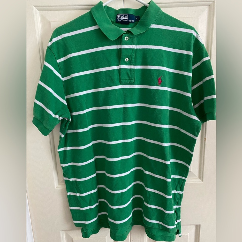 Green/white striped polo Ralph Lauren , MENS, XL